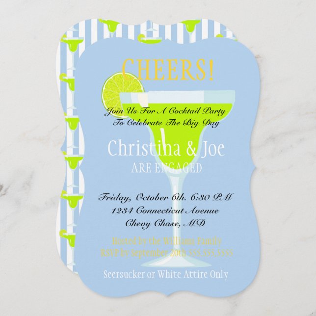 Margarita & Limes Fiesta Bröllopscocktailparty Inbjudningar (Fram/baksida)