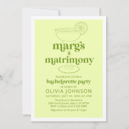 Margarita Margs & Matrimony Cocktail Bachelorette Inbjudningar