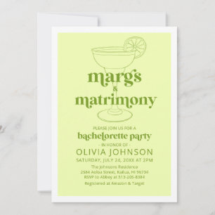 Margarita Margs & Matrimony Cocktail Bachelorette Inbjudningar