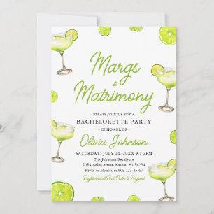 Margarita Margs & Matrimony Cocktail Bachelorette Inbjudningar