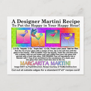 Margarita Martini Recipe Postcard Vykort