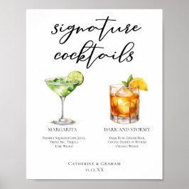 Margarita Mörk & Stormy Namnteckning Cocktails Men Poster