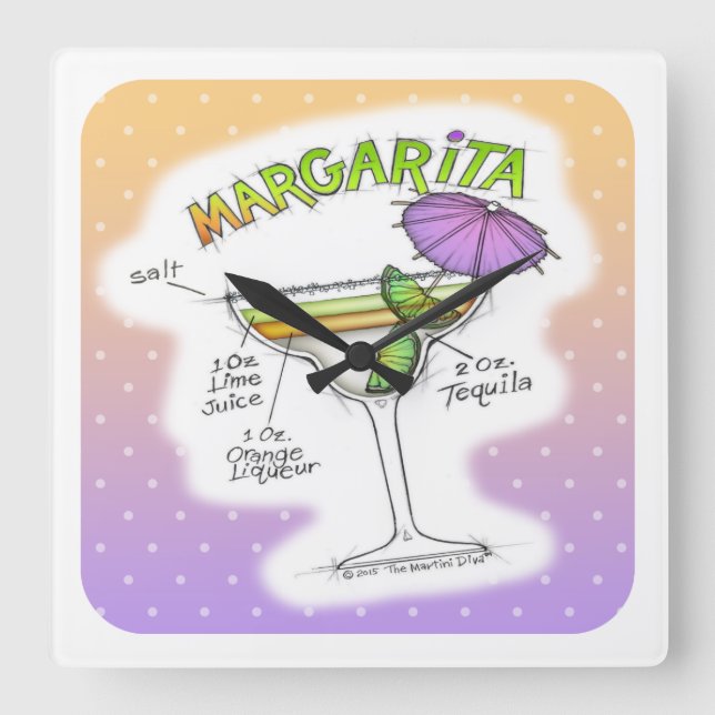 MARGARITA MOTTAR COCKTAIL ART FYRKANTIG KLOCKA (Framsida)