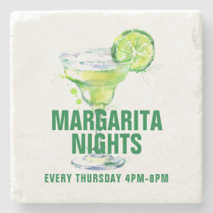 Margarita Night Martini Glass Illustration Underlägg Sten