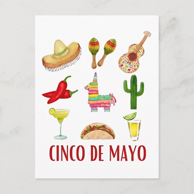 Margarita Och Bow Coquette Cinco De Mayo Meddelande Vykort (Framsida)
