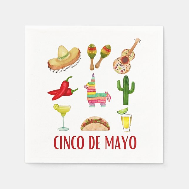 Margarita och Bow Coquette Cinco de Mayo Pappersservett (Framsidan)