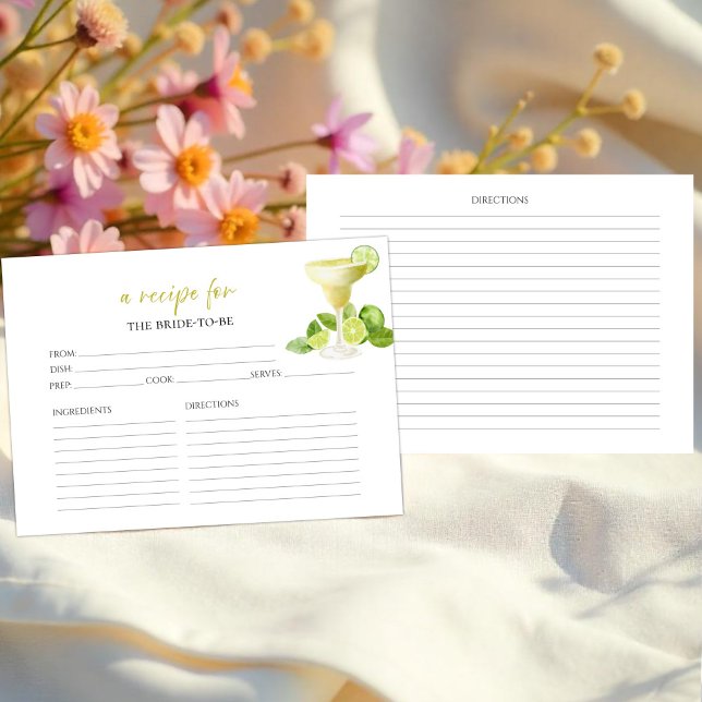 Margarita Party Blommigt Möhippa Receptkort Inbjudningar (Skapare uppladdad)