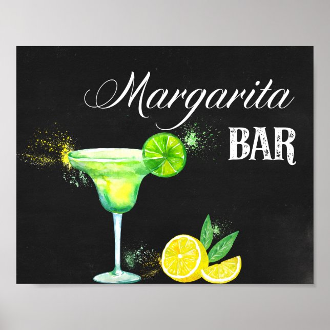 Margarita Pub med svart bakgrund Poster (Framsidan)