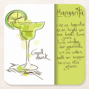 Margarita Recept Underlägg Papper Kvadrat