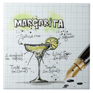 Margarita Recipe Teckning Pub Kakelplatta