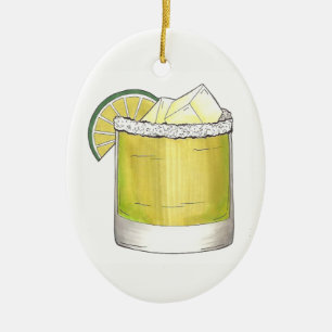 Margarita Summer Cocktail Mixed Drink Lime Green Julgransprydnad Keramik