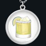 Margarita Summer Cocktail Mixed Drink Lime Green Silverpläterat Halsband<br><div class="desc">Utformningen har en originalmarkör som illustrerar en klassisk margaritakacocktail med en saltfälg och en kila grönt kalk. En klassisk sommartid! Ser du inte vad du är tittar för? Behöver du hjälp med anpassning? Klicka på "kontakta den här designern" för att få något skapat för dig!</div>