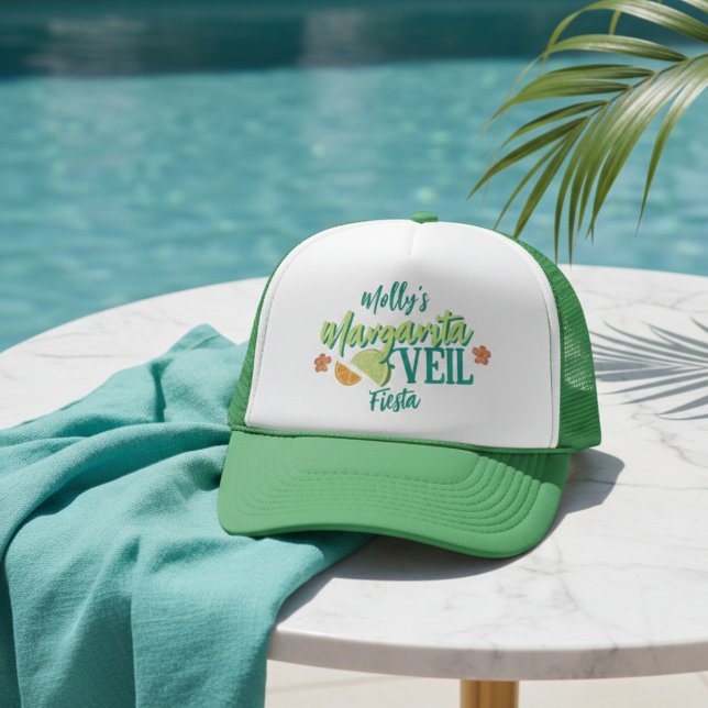 Margarita Veil Tropical Bachelorette Keps (Margarita Veil Bachelorette Party Illustrated Trucker Hat)