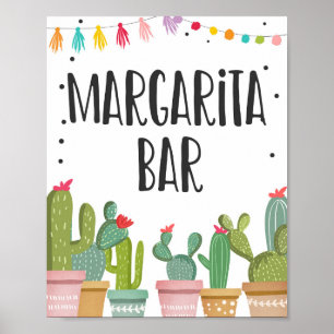Margaritas Bar Drycker Kaktus Fiesta Bordsskylt Poster