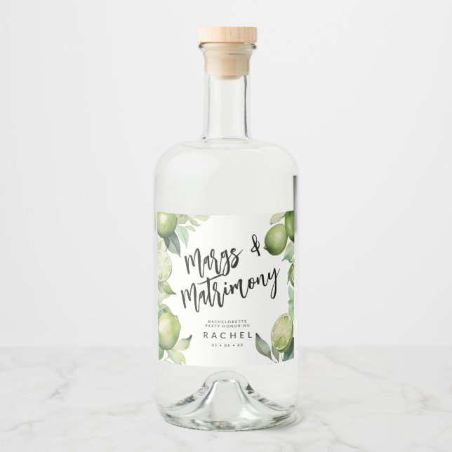 Margaritas grönt, kalk och bladverk spritflaskor etikett (Framsida)