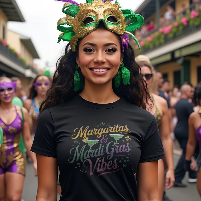 Margaritas & Mardi Gras Vibes T Shirt (Margaritas & Mardi Gras Vibes T-Shirt, Casual Tee, Party Shirt, Spring Celebration Top, Gift for Mar)