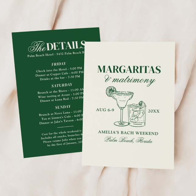 Margaritas & Matrimony Bachelorette Helg Inbjudningar (Skapare uppladdad)