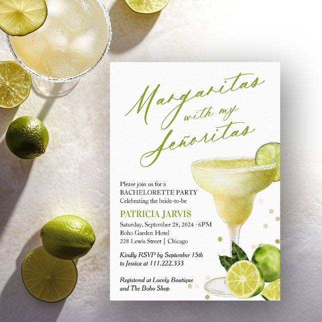 Margaritas med mina señoritas Möhippa Inbjudningar (Skapare uppladdad)