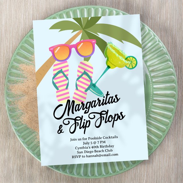 Margaritas och Flip Flops Sommarfest Inbjudningar (Skapare uppladdad)