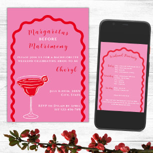Margaritas och Matrimony Bachelorette Helg Inbjudningar