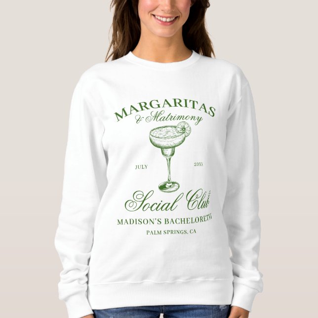 Margaritas och Matrimony Bachelorette T Shirt (Framsida)