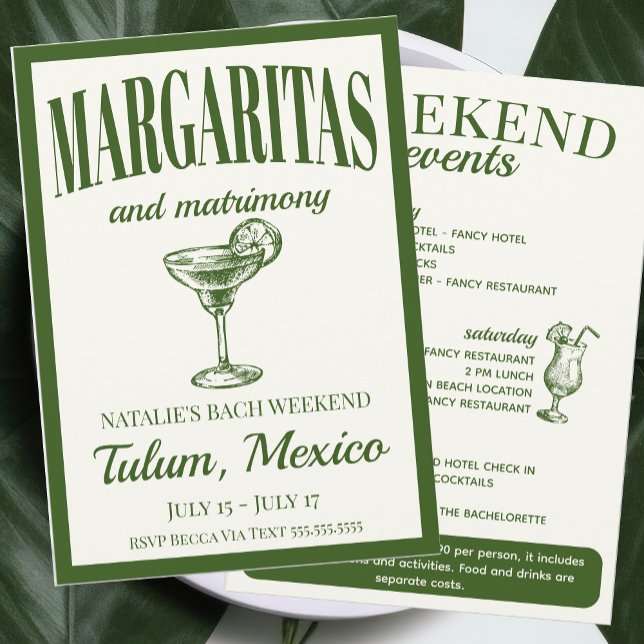 Margaritas och Matrimony Social Cocktail Itinerary Inbjudningar (Skapare uppladdad)