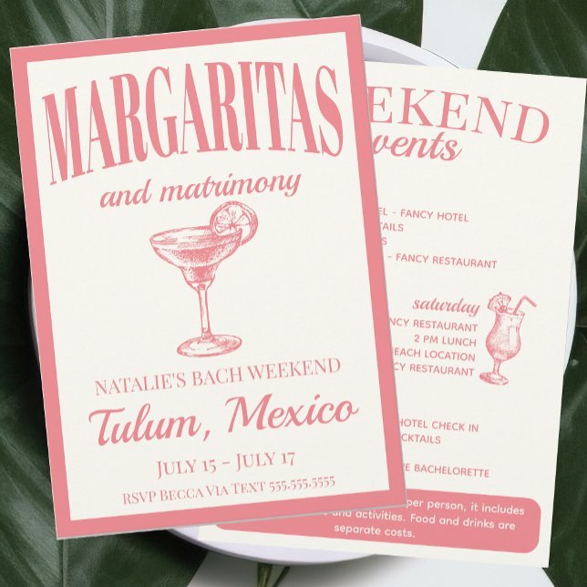 Margaritas och Matrimony Social Cocktail Itinerary Inbjudningar (Skapare uppladdad)