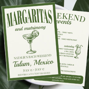 Margaritas och Matrimony Social Cocktail Itinerary Inbjudningar