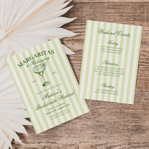 Margaritas och Matrimony Stripe Bachelorette Inbjudningar