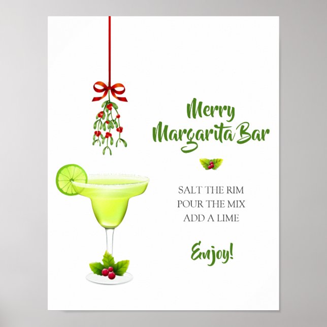 Margaritas och Mistletoe God Jul Välkommen Pub Poster (Framsidan)