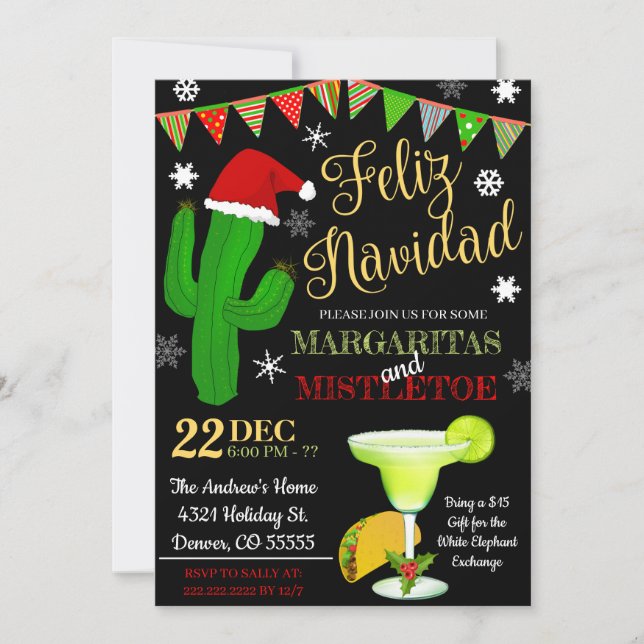 Margaritas och Mistletoe-inbjudan Inbjudningar (Framsida)