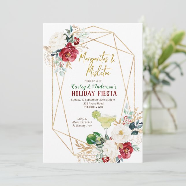 Margaritas och Mistletoe jul Fiesta Inbjudningar (Stående Fram)