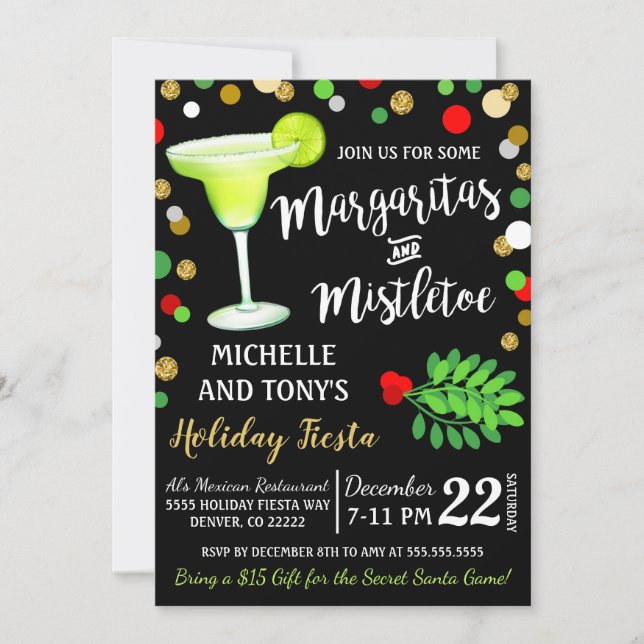 Margaritas och Mistletoe Julinbjudan Inbjudningar (Framsida)