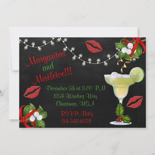 Margaritas och Mistletoe Ljus Party Inbjudan (Framsida)