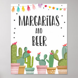 Margaritas och Öl Pub Cactus Fiesta Bord Poster