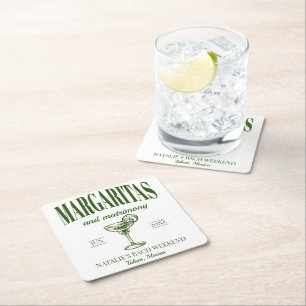 Margaritas och Personlig Bachelorette Underlägg Papper Kvadrat