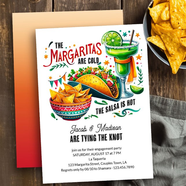 Margaritas och Tacos Roligt Färgfull Förlovningsfe Inbjudningar (Margaritas Fun Fiesta Theme Engagement Party Invitation)