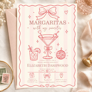 Margaritas pool klotterfest Bröllops Cocktail Brud Inbjudningar
