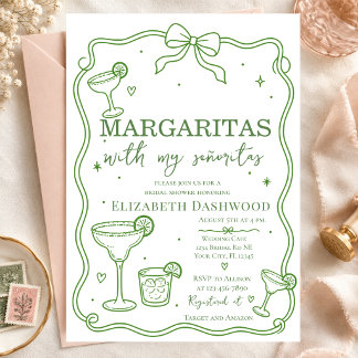 Margaritas pool klotterfest Bröllops Cocktail Brud Inbjudningar