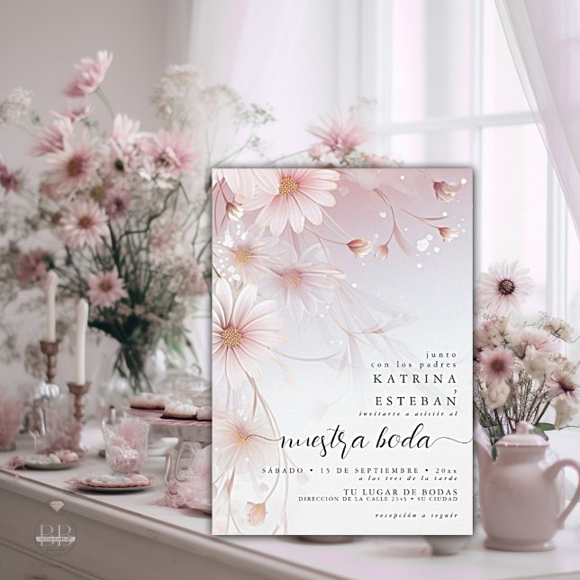 Margaritas rosas acuarelas de ensueño inbjudningar (Skapare uppladdad)