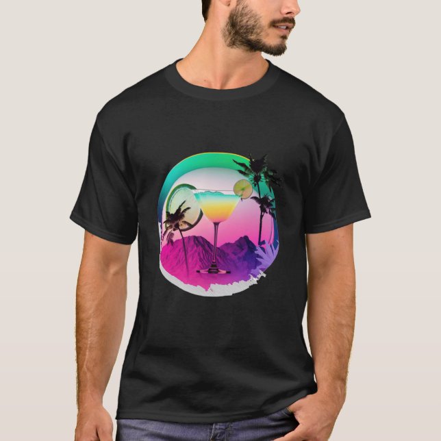 Margaritas Synthwave 80s Retrowave Aesthetic 2 T Shirt (Framsida)