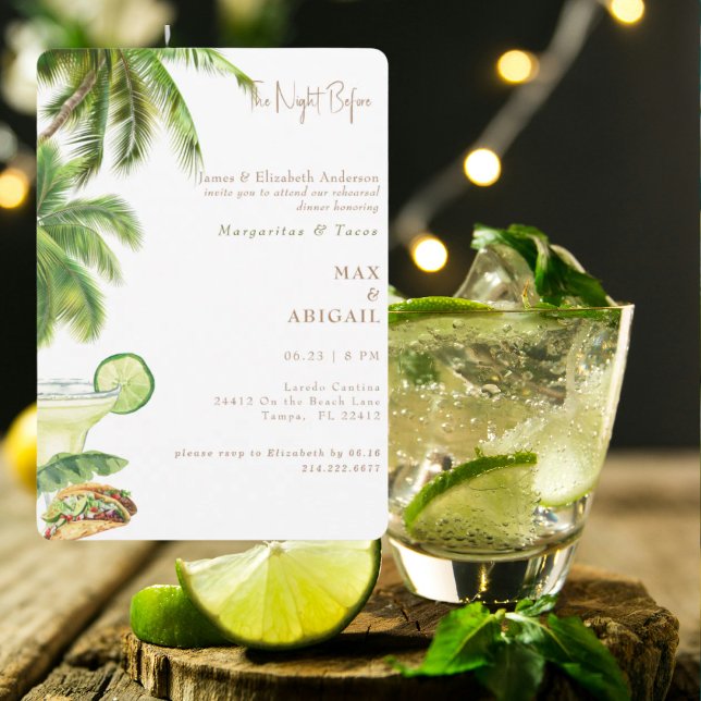 Margaritas & Tacos Kvällen före Palmträd Inbjudningar (Skapare uppladdad)