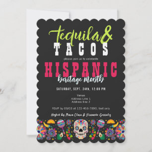 Margaritas Tacos Tequilla Hispanic Heritage Fiesta Inbjudningar