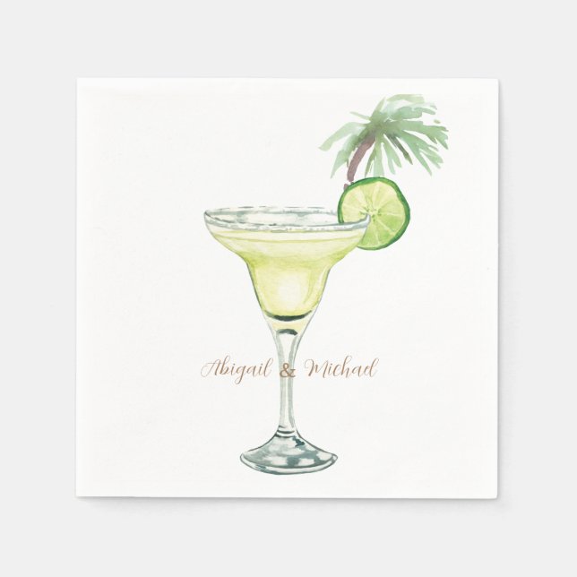 Margaritas Tropical Couple Namn Pappersservett (Framsidan)