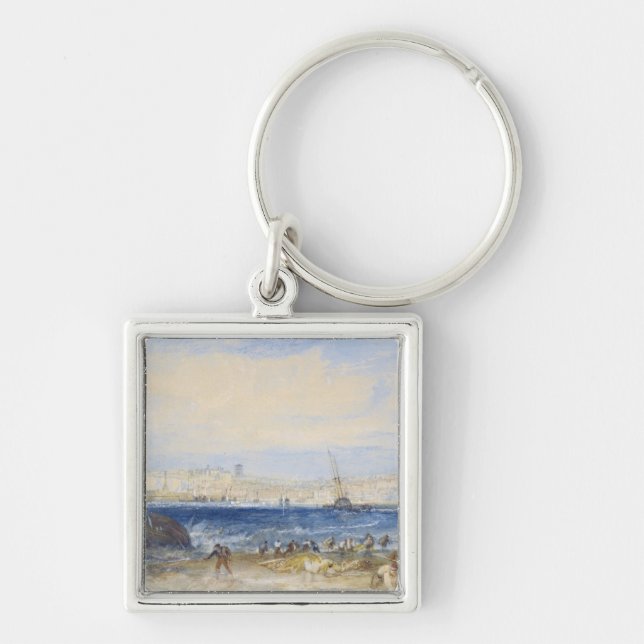 Margate c.1822 (w/c på papper) fyrkantig silverfärgad nyckelring (Framsidan)