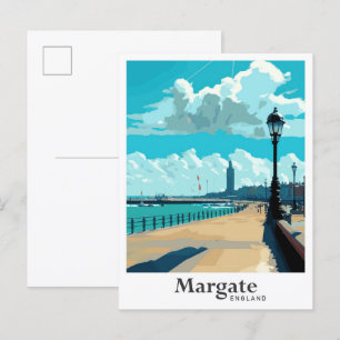 Margate England Art Vintage resor Illustration Vykort