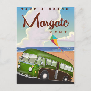 Margate Kent vintage Coach-reseaffisch Vykort