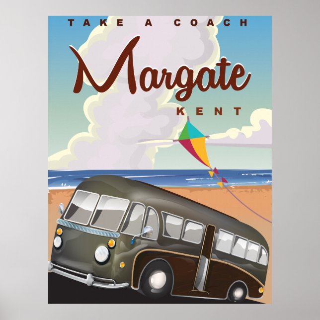 Margate Kent vintage resebroschyr för Coach Poster (Framsidan)