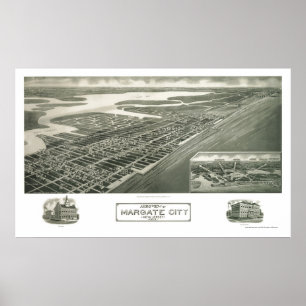Margate stad, panorama- karta för NJ - 1925 Poster