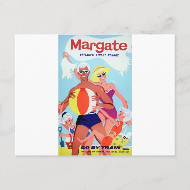 Margate vintage Reklamjärnväg poster Vykort (Framsida)